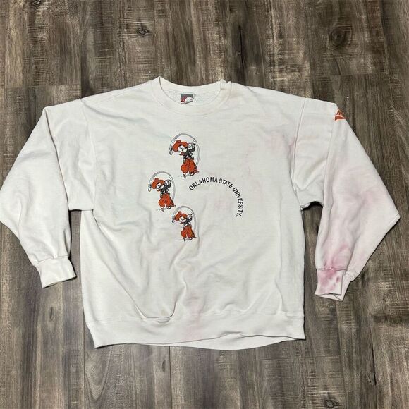 Vintage Nike Oklahoma State University Men's Sweatshirt White Size L distressed - Picture 1 of 10